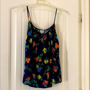 Navy blue with bright florals tank top!